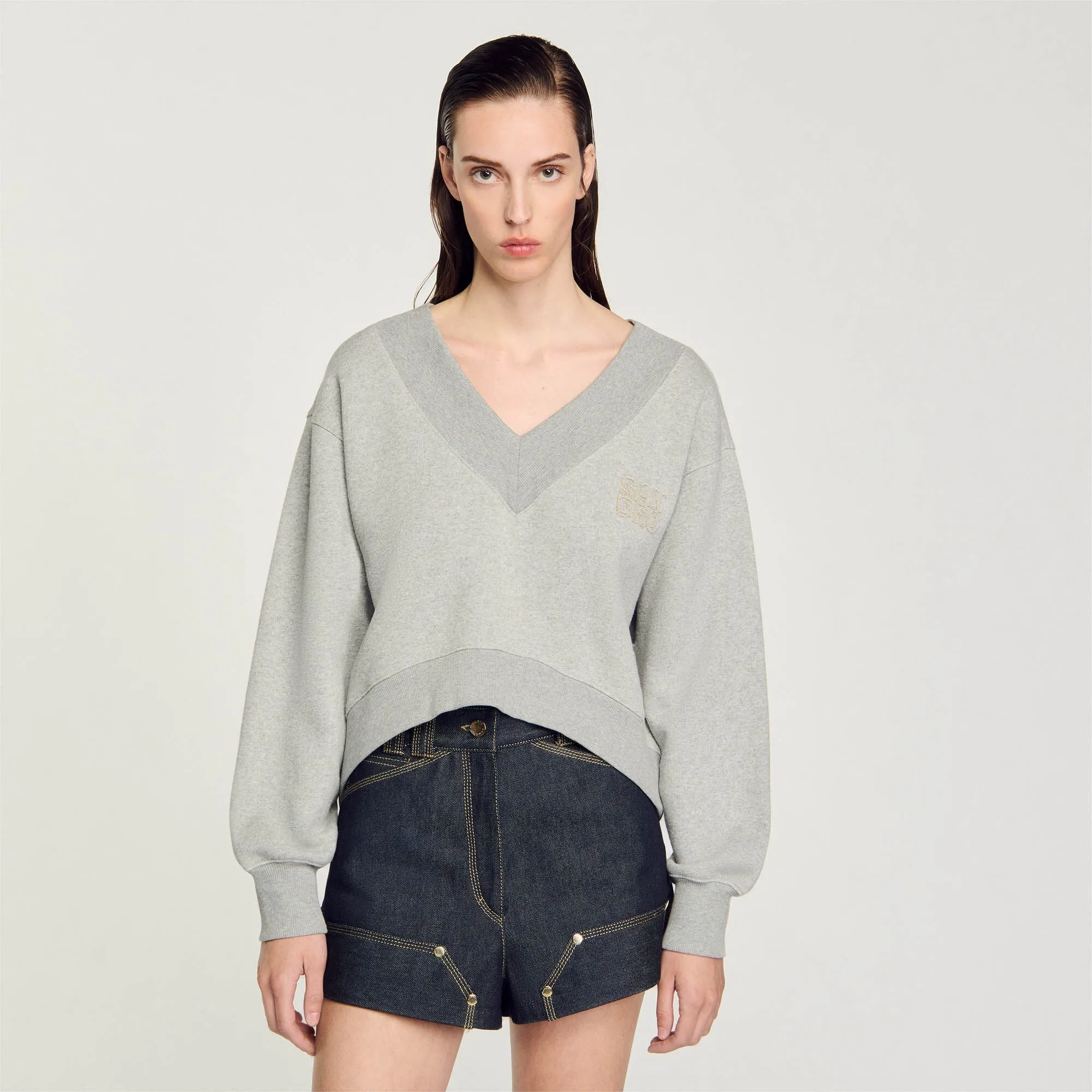 Theophile Cropped Sweatshirt Grey