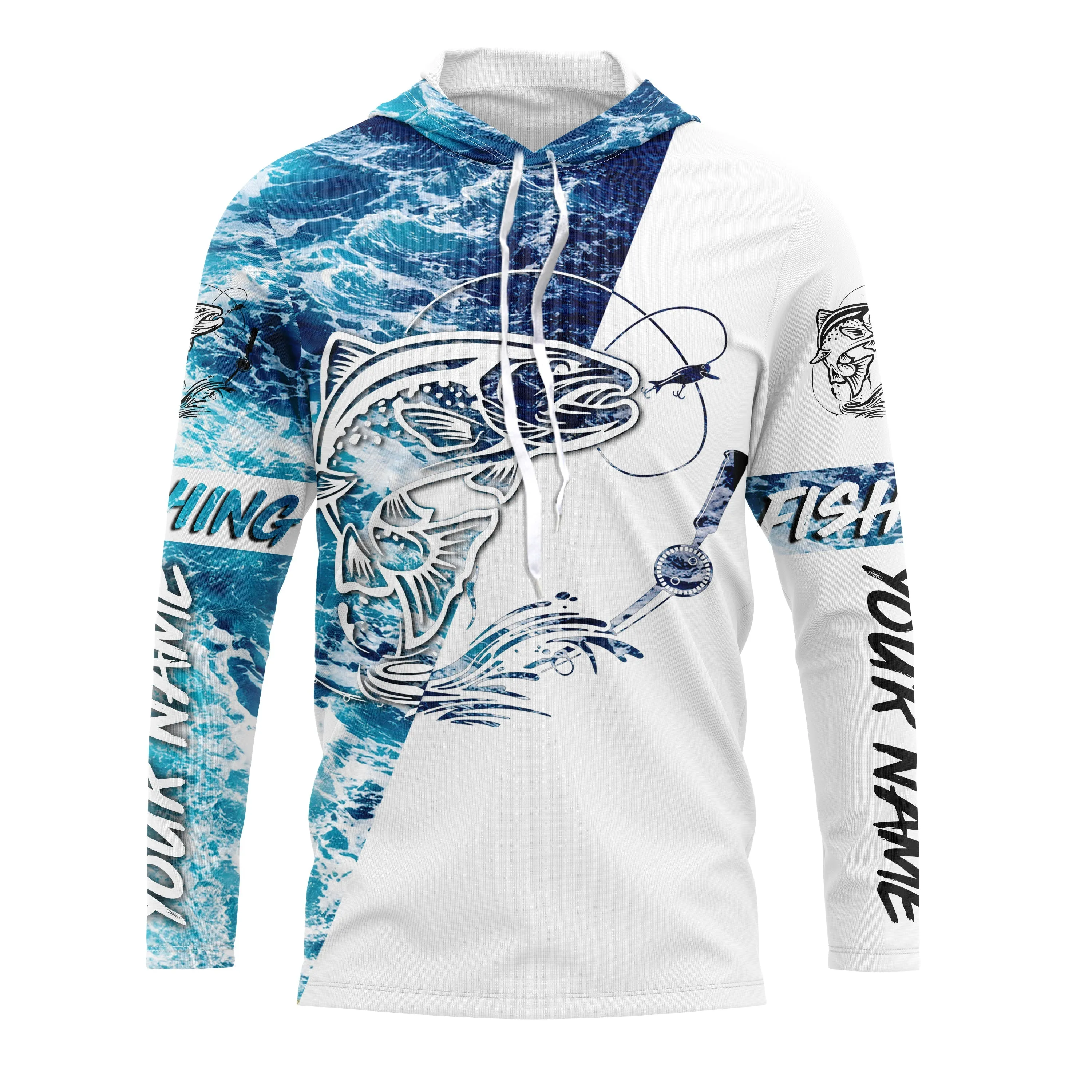 Trout Fishing Custom Long Sleeve Fishing Shirts, personalized Sea wave camo Fishing Shirts IPHW1686