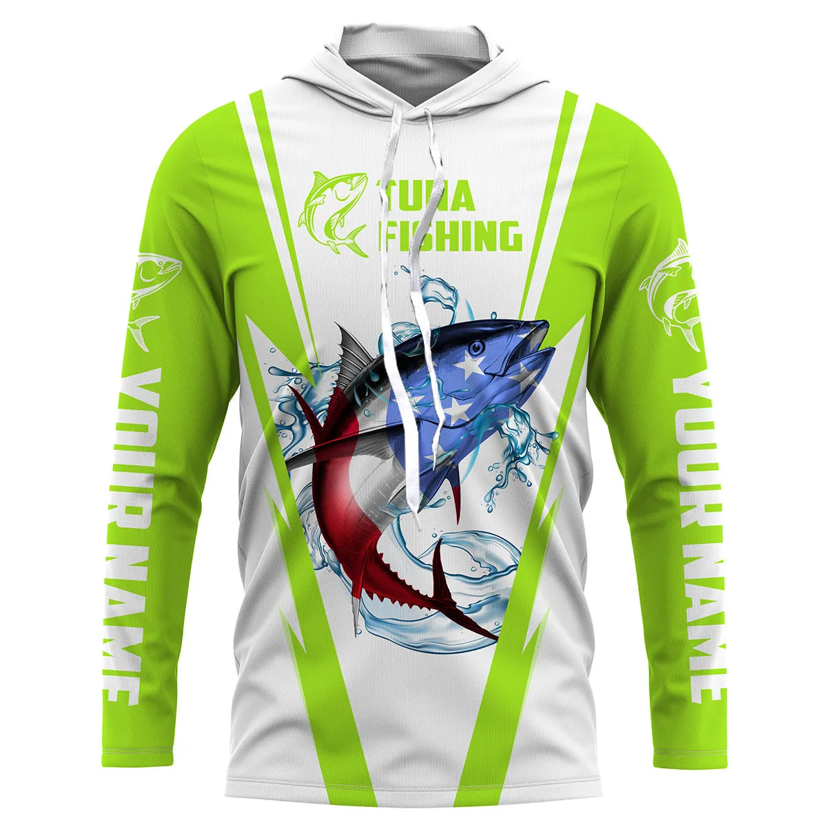 Tuna Fishing American Flag Custom Fishing Shirts, Patriotic Fishing gifts Fishing jerseys | green IPHW1704