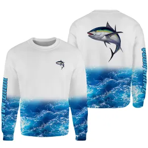 Tuna fishing blue sea wave water camo Custom name fishing shirts jerseys | Sweatshirt - NPQ863