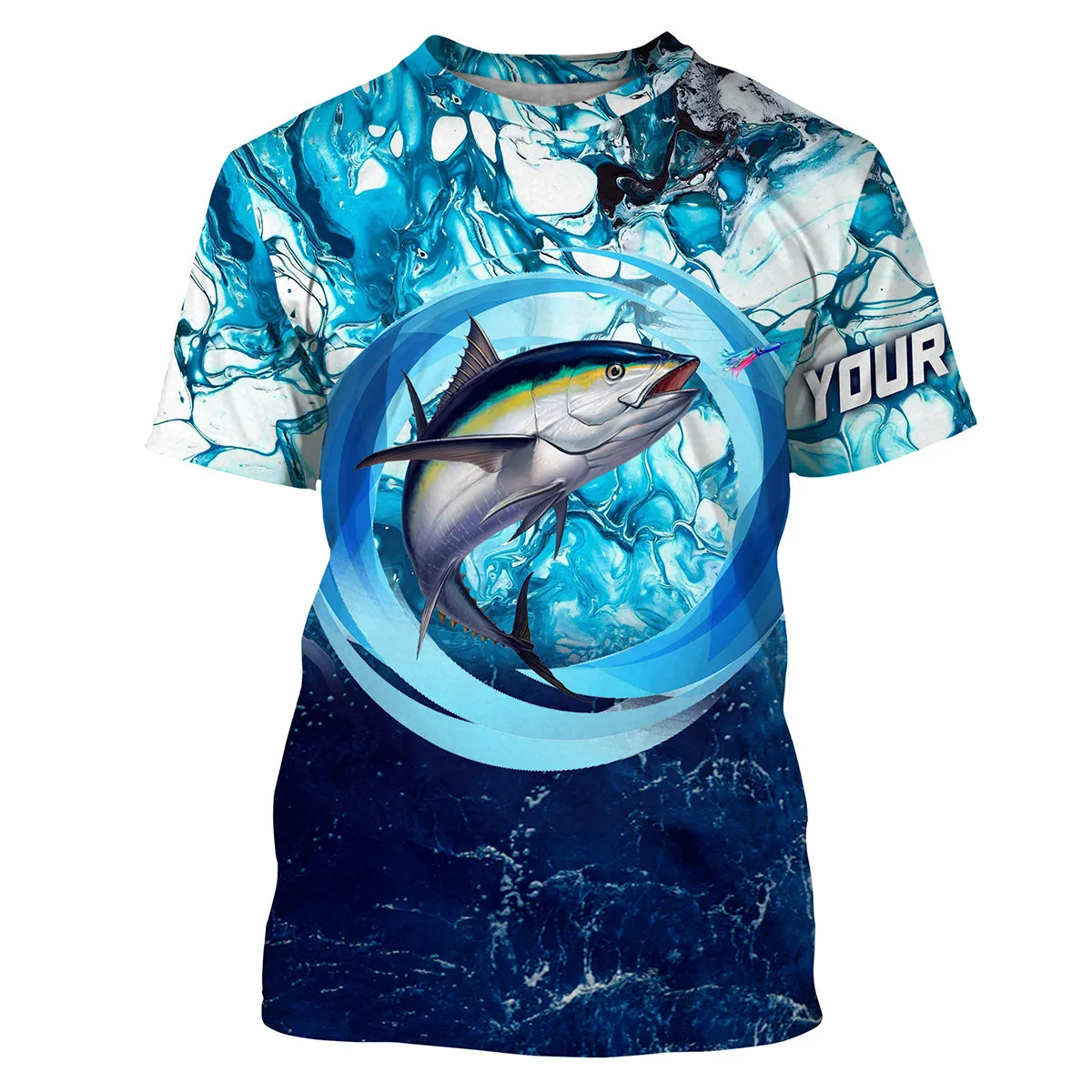 Tuna fishing blue water sea camo saltwater fishing Custom fishing T-shirt NPQ461