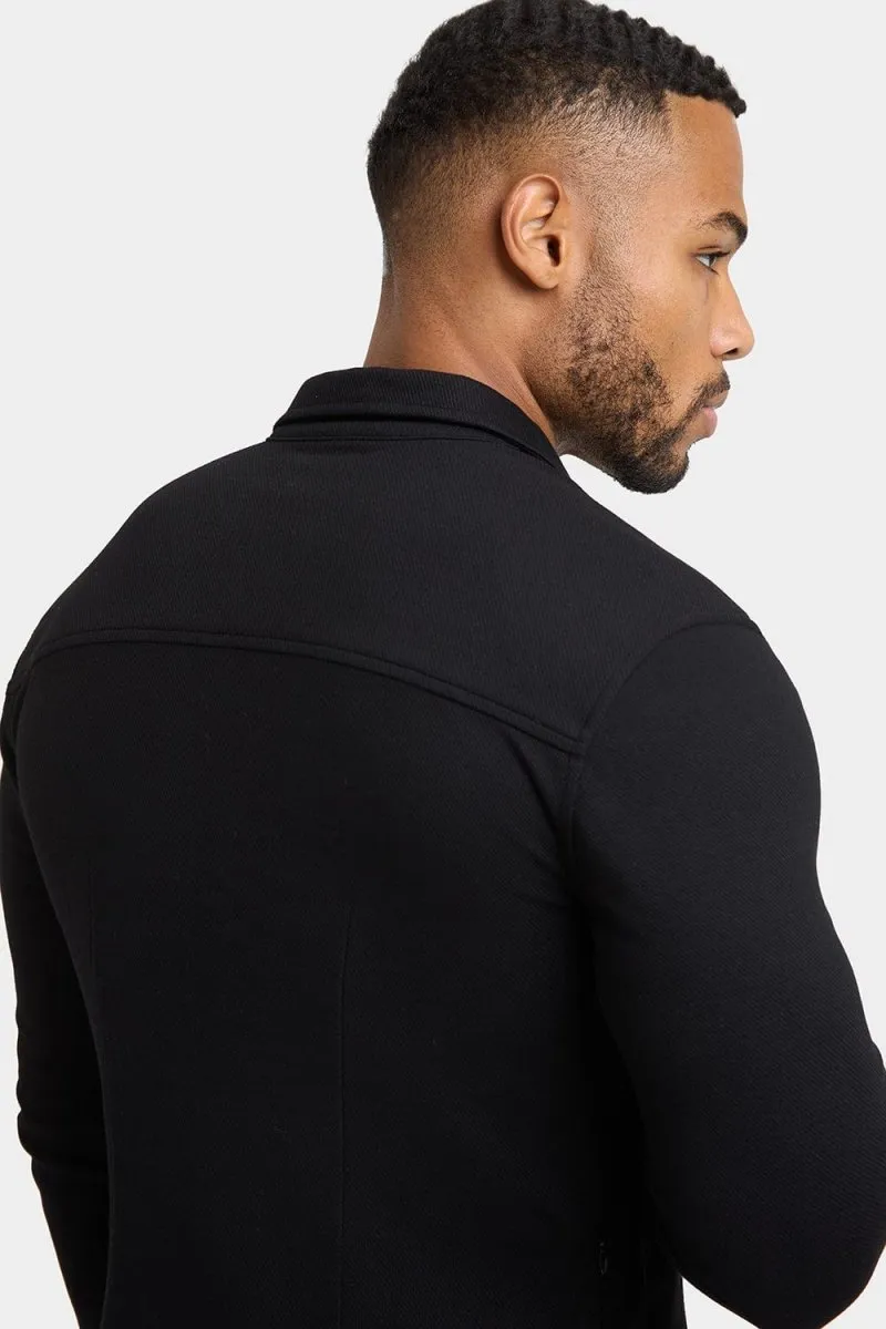 Twill Jersey Overshirt in Black
