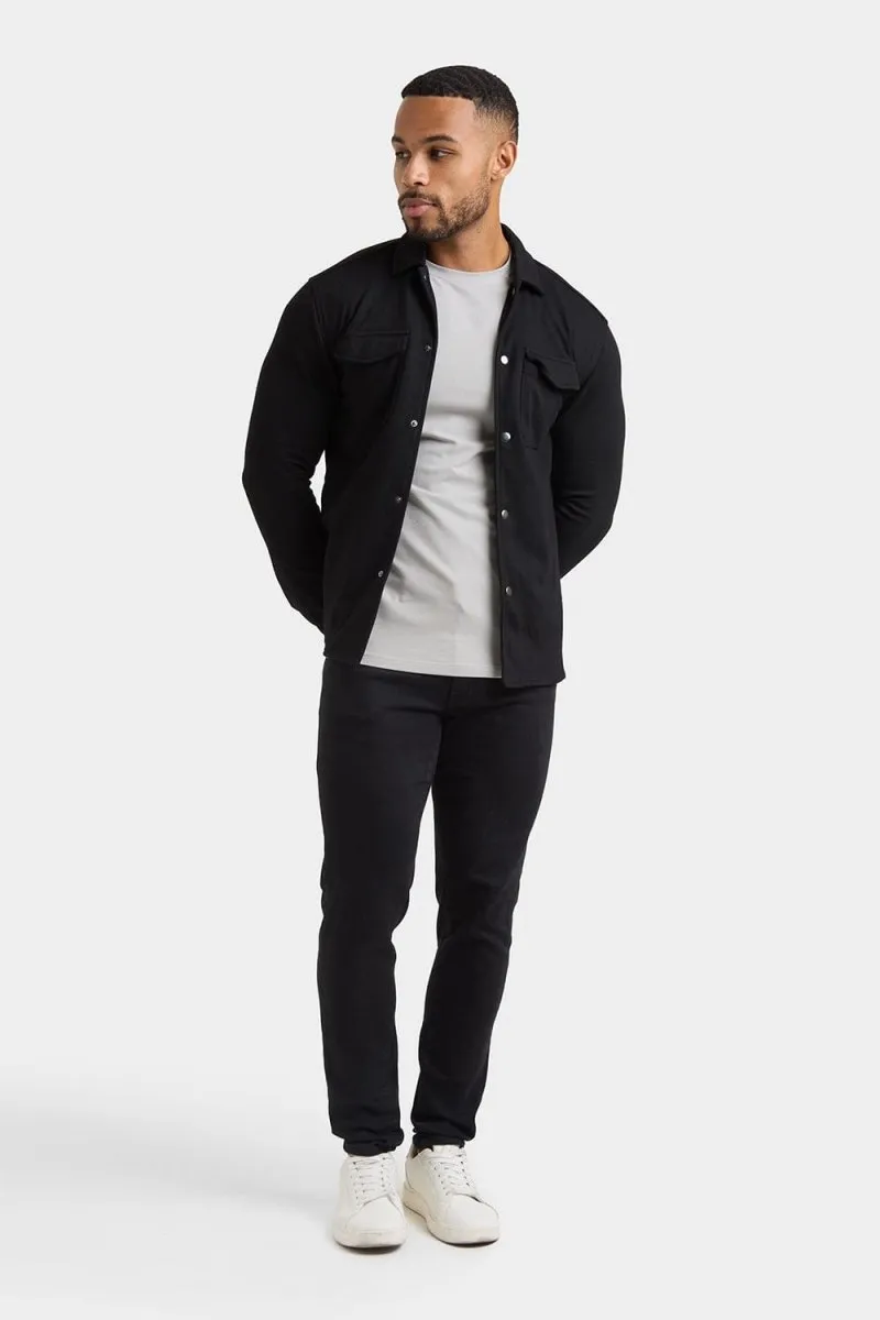 Twill Jersey Overshirt in Black
