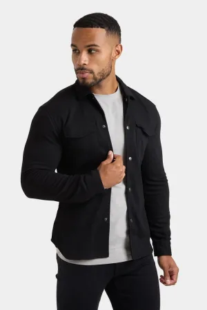 Twill Jersey Overshirt in Black