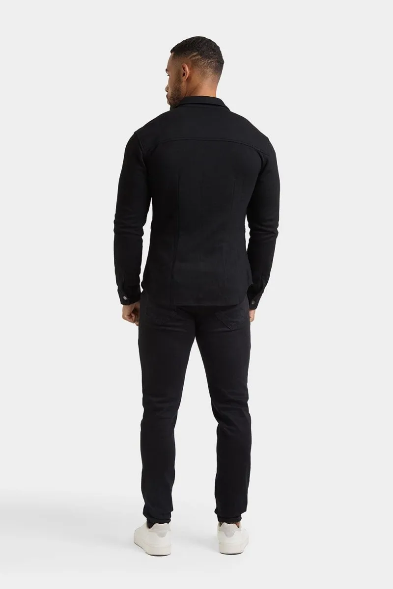 Twill Jersey Overshirt in Black
