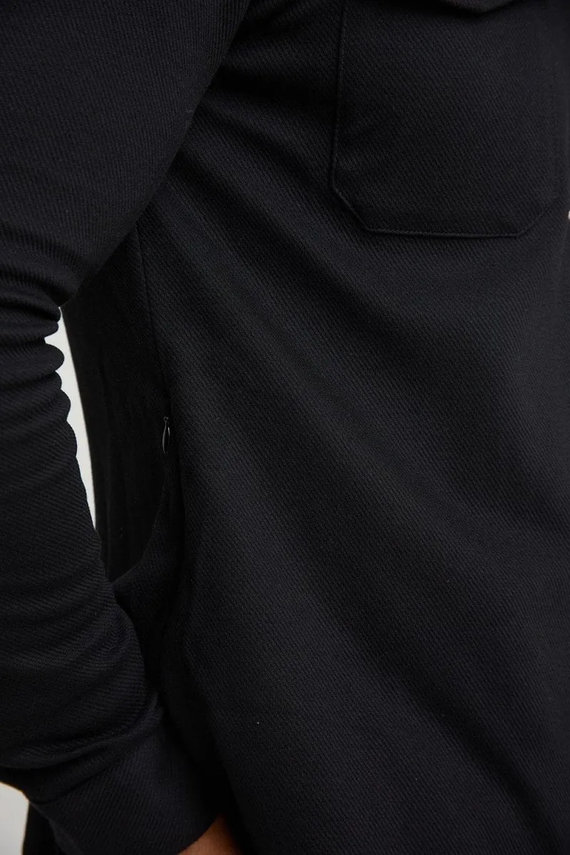 Twill Jersey Overshirt in Black