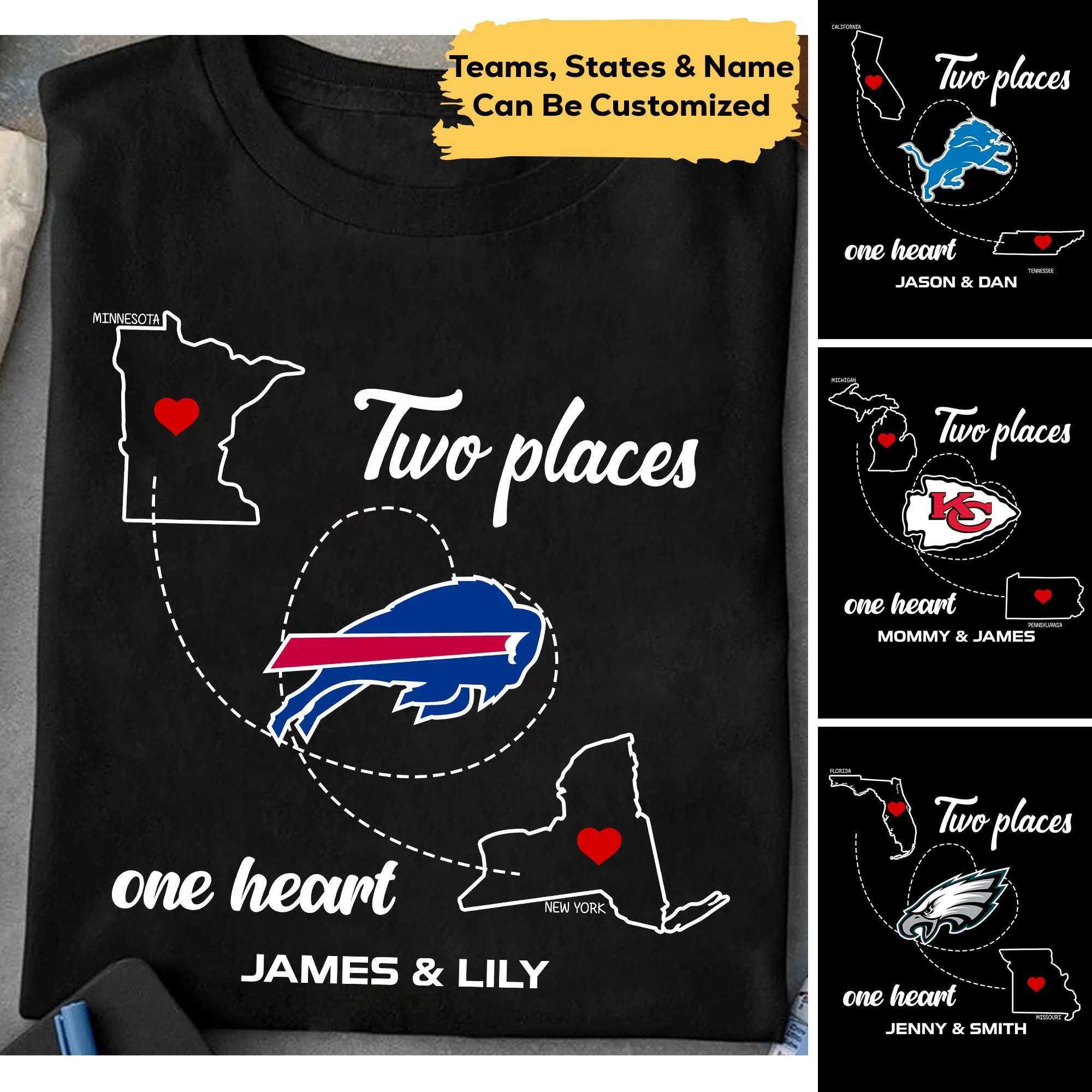 Two Places One Heart Shirt - Customized Shirt