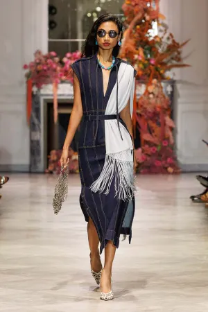 Unbleached Indigo Denim Sheath Dress