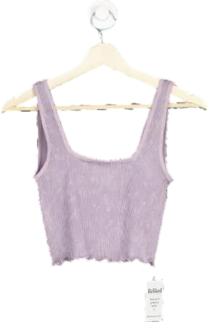 Urban Outfitters Lilac Ribbed Cropped Tank Top UK S
