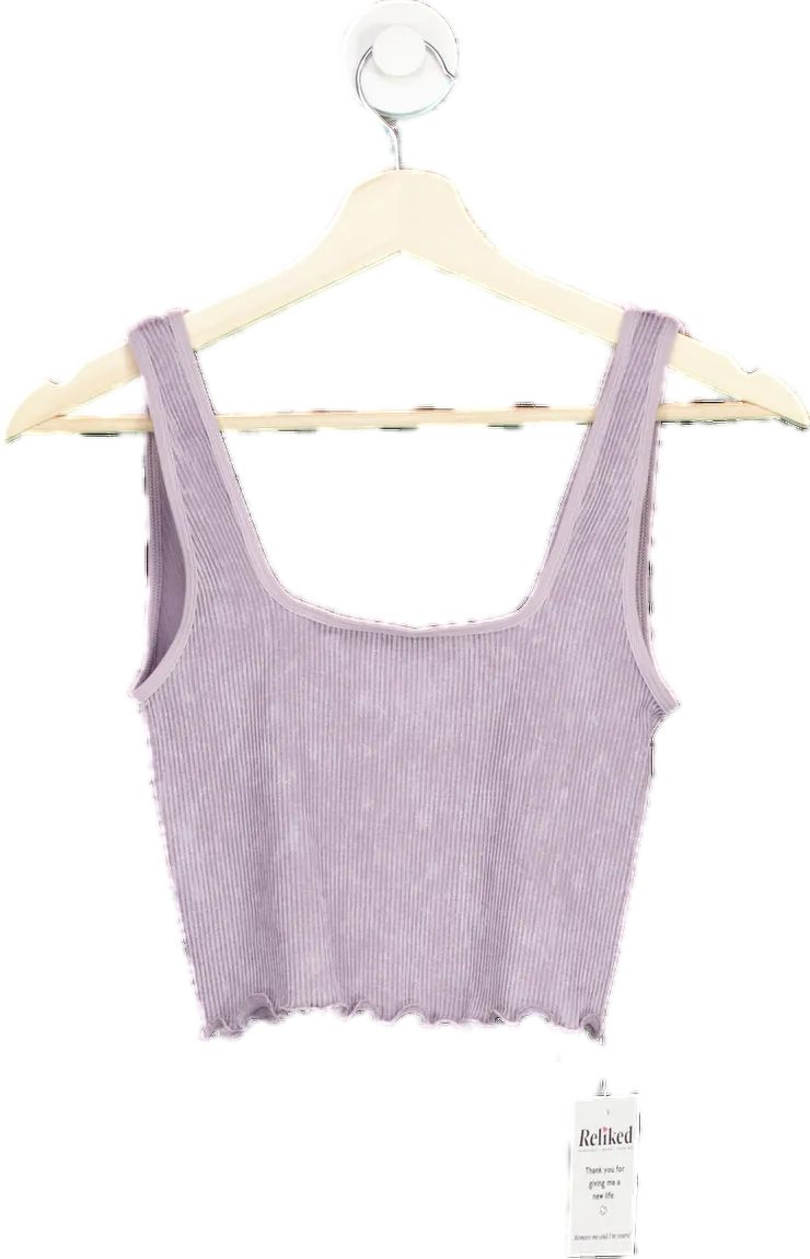 Urban Outfitters Lilac Ribbed Cropped Tank Top UK S