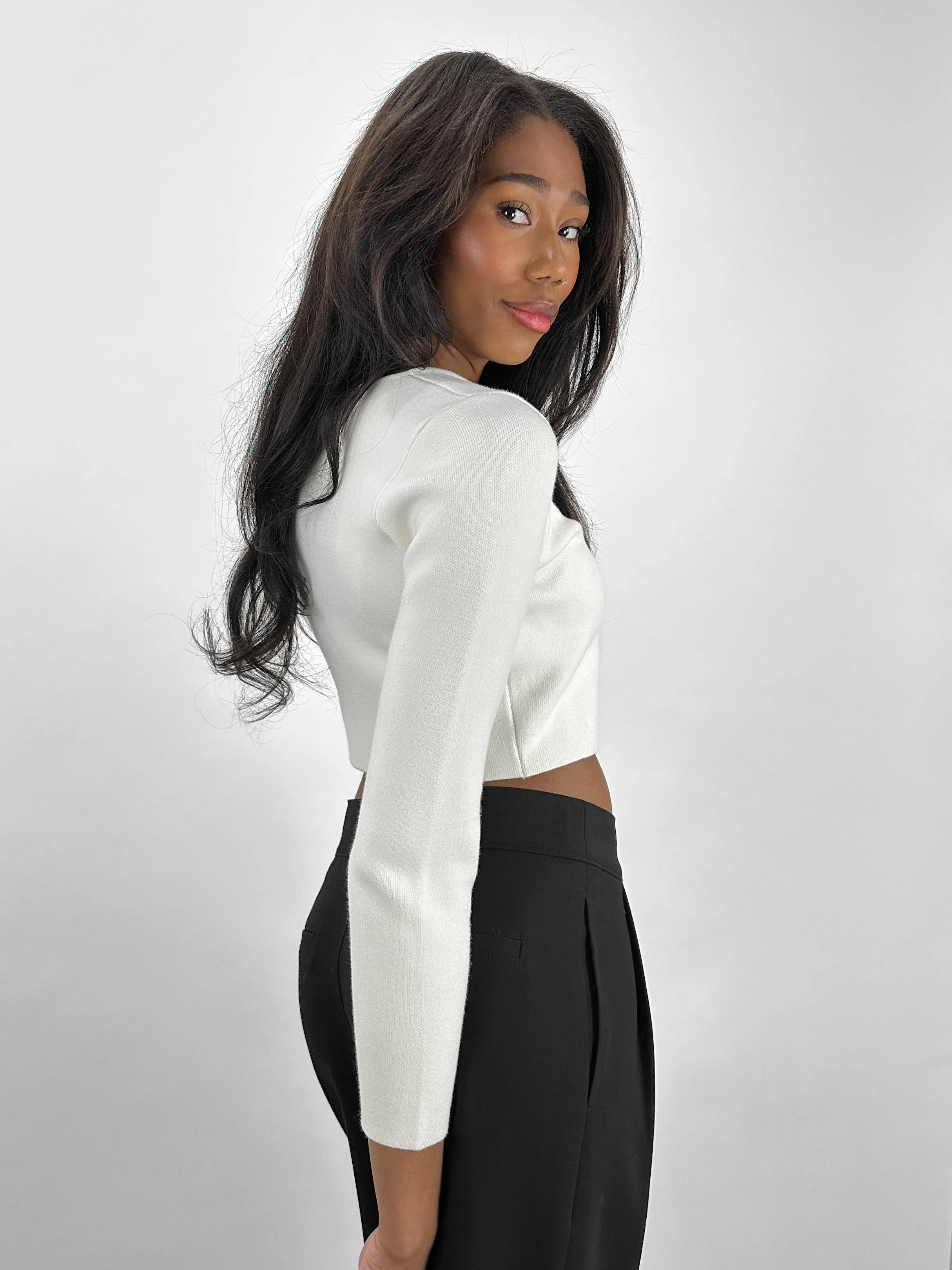 V Front Silver Button Cardigan