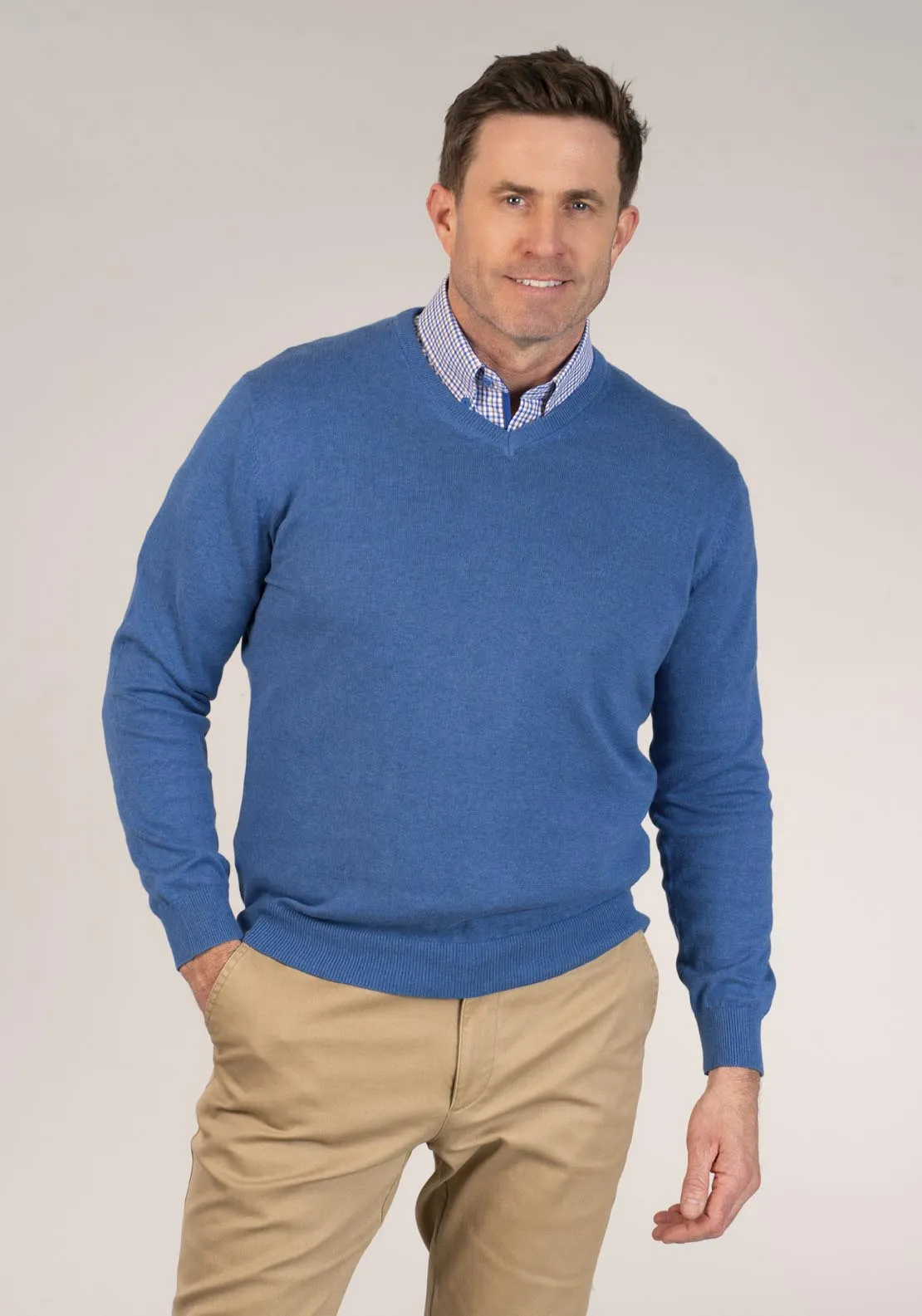 V-Neck Pullover - Denim