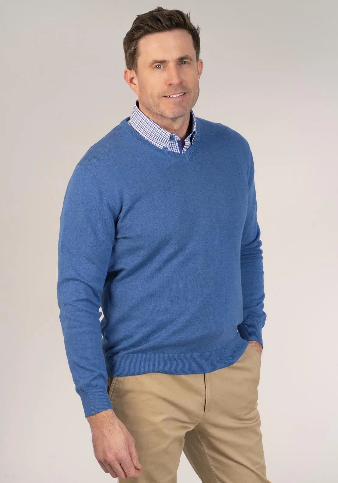 V-Neck Pullover - Denim