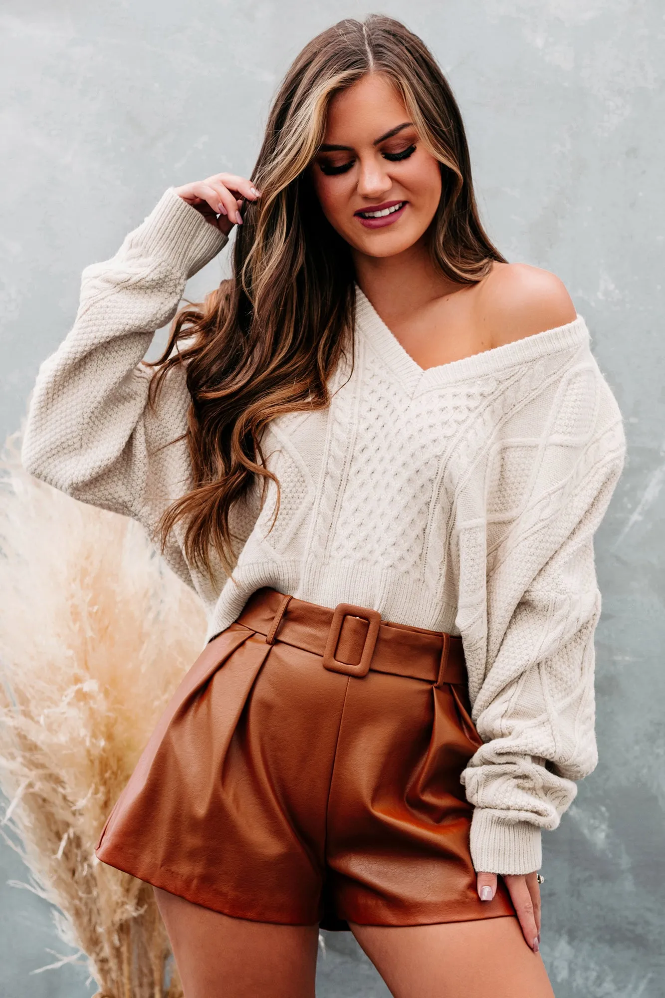 Vermont Kisses Cropped Cable Knit Sweater (Ivory)