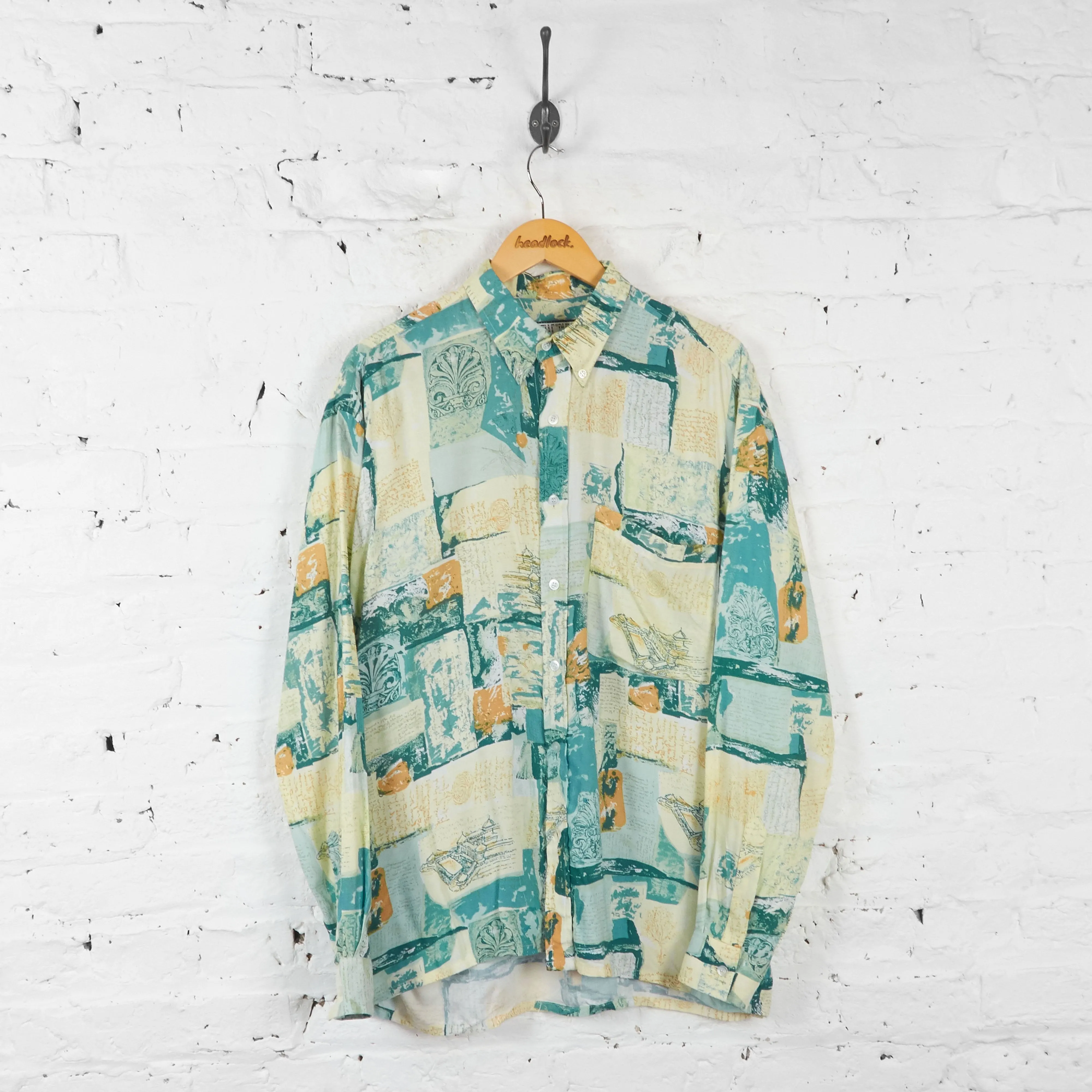 Vintage Abstract Party Shirt - Blue - L