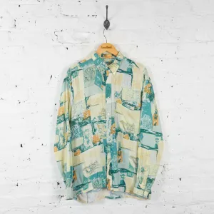 Vintage Abstract Party Shirt - Blue - L