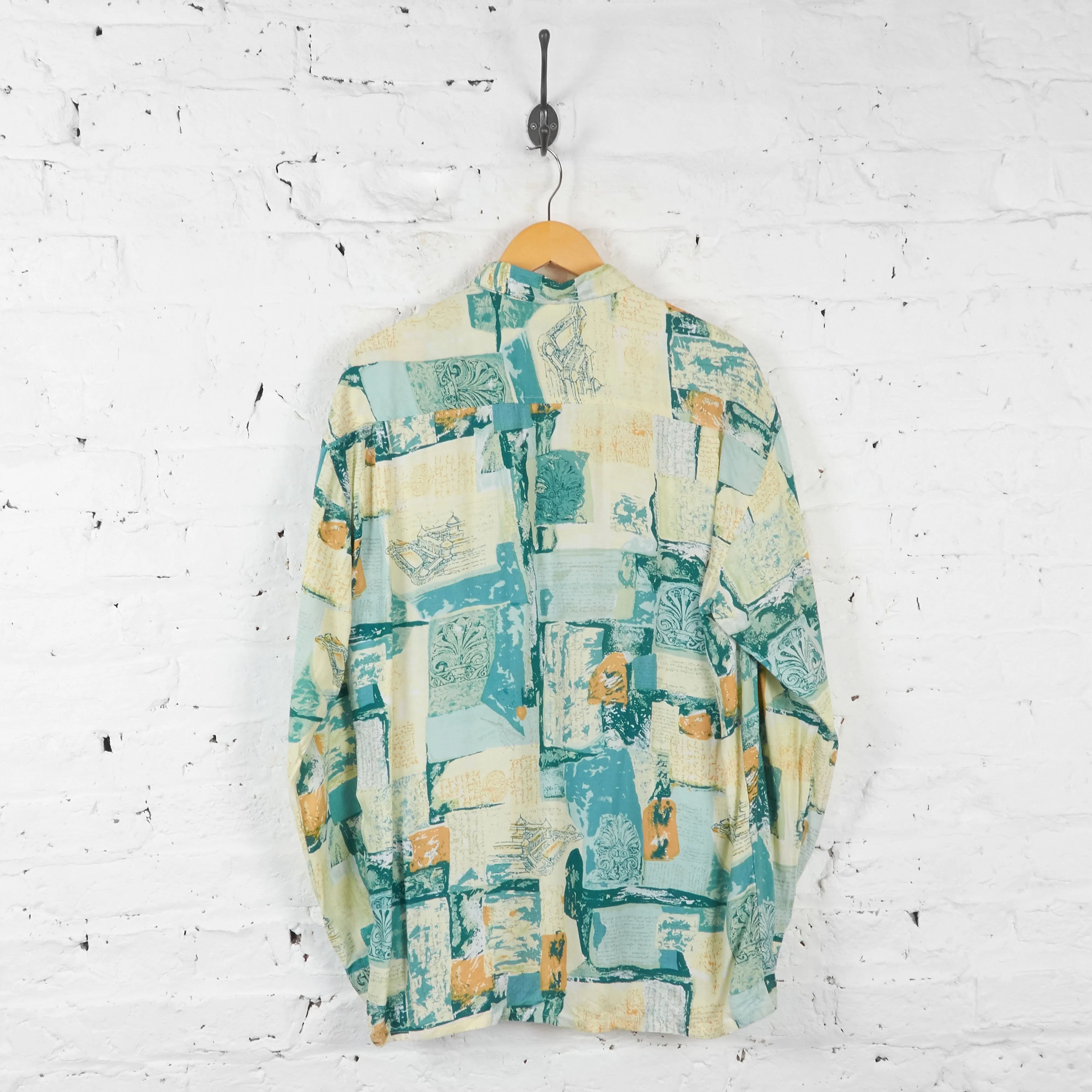 Vintage Abstract Party Shirt - Blue - L