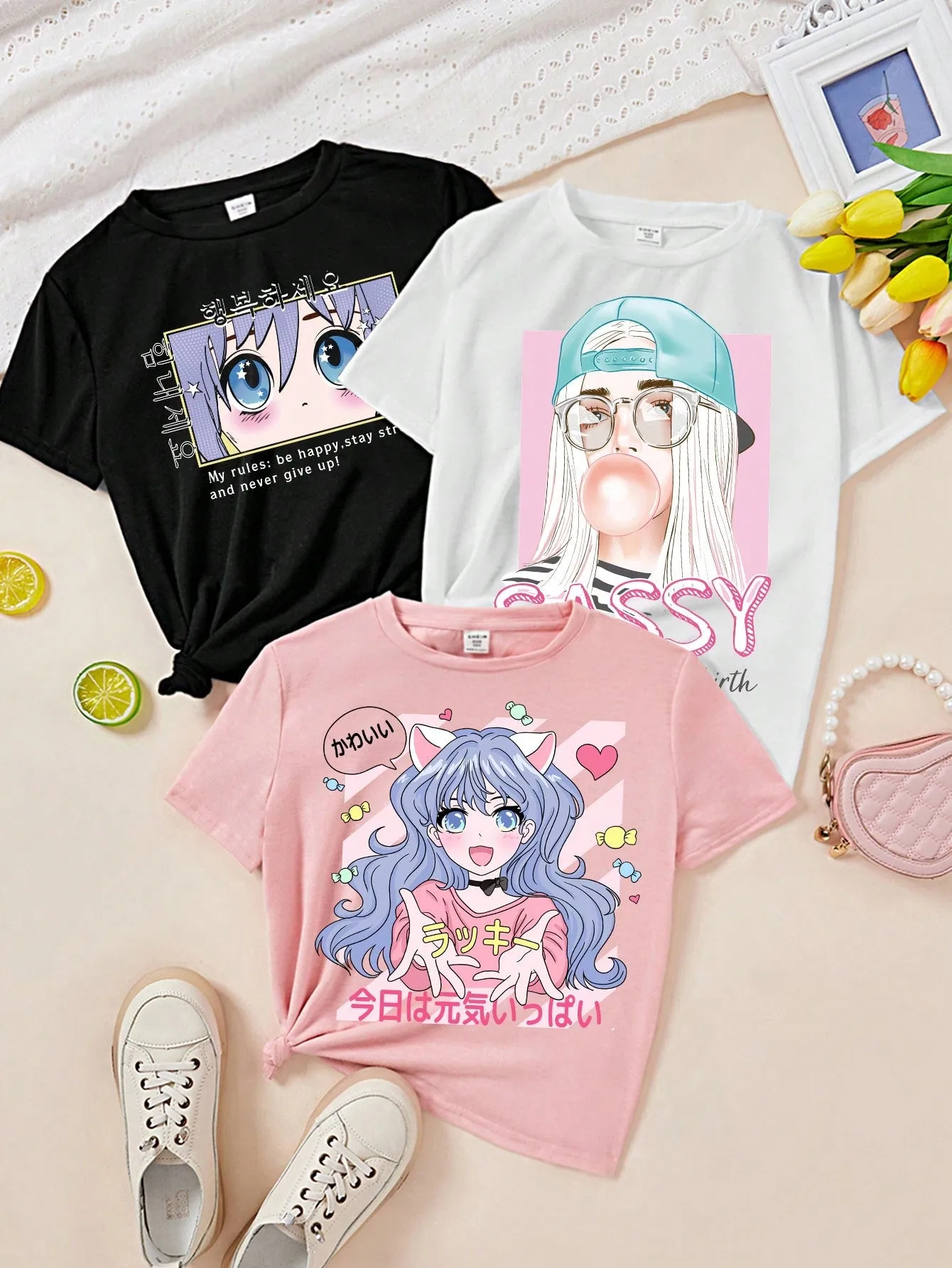 Vintage cartoon t shirts| Tween Girls Cartoon Multiple T-Shirts