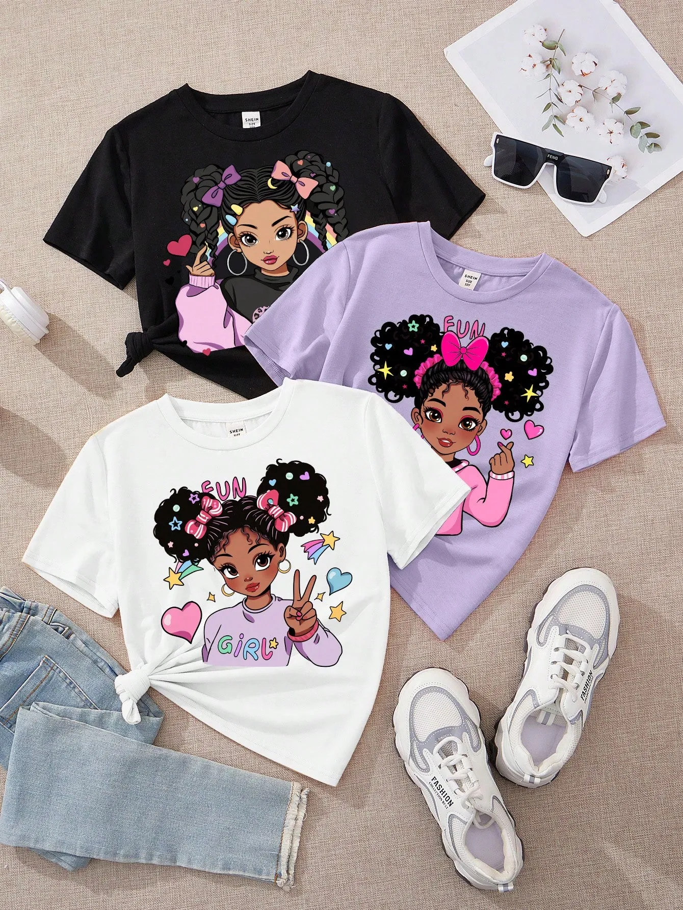 Vintage cartoon t shirts| Tween Girls Cartoon Multiple T-Shirts
