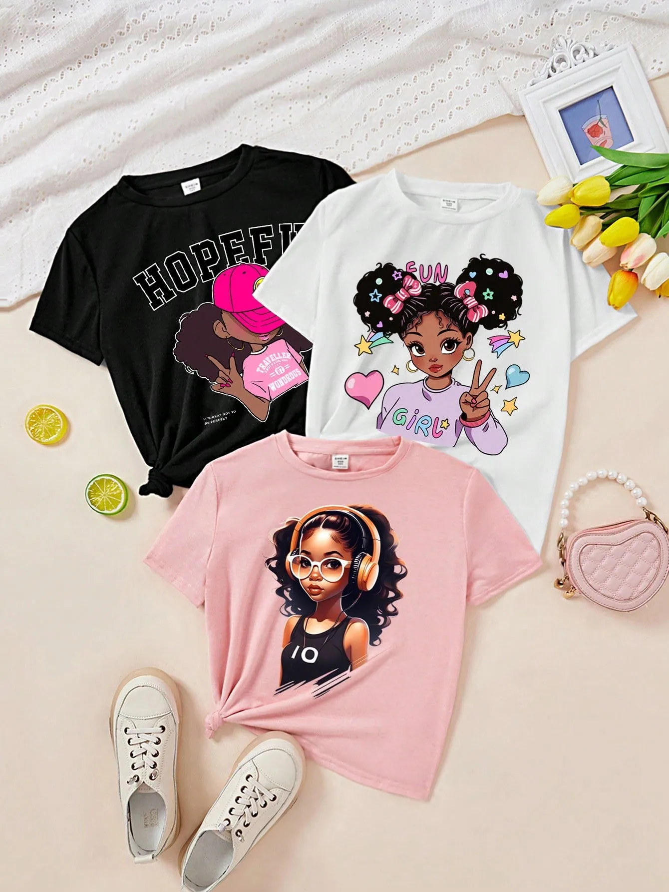 Vintage cartoon t shirts| Tween Girls Cartoon Multiple T-Shirts