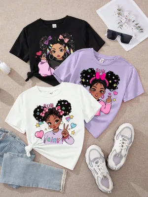 Vintage cartoon t shirts| Tween Girls Cartoon Multiple T-Shirts