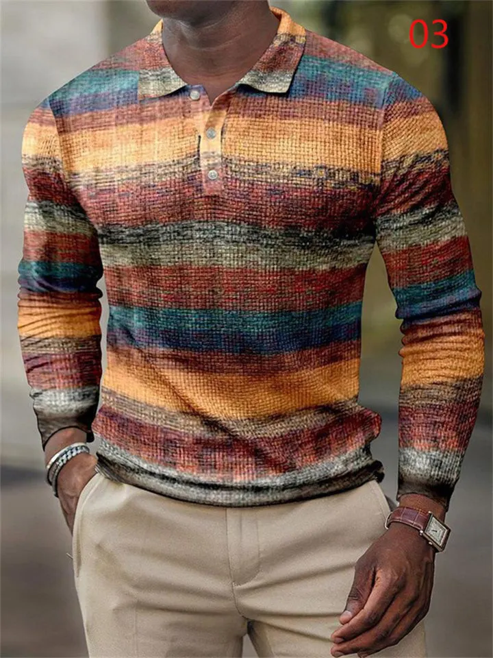 Vintage Fashion Men's Long Sleeve Polo Shirts
