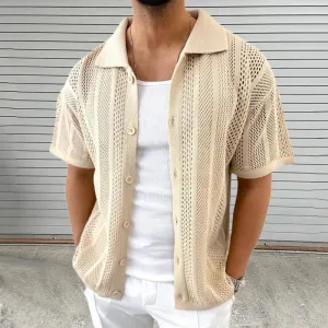 Vintage-Gestricktes Kurzarm-Shirt für Männer