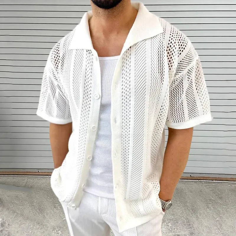 Vintage-Gestricktes Kurzarm-Shirt für Männer