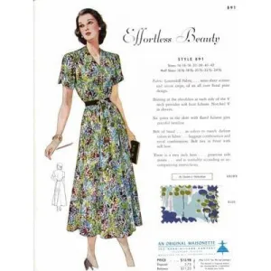 Vintage Maisonette Fabric Swatch 1940s 8x11 891