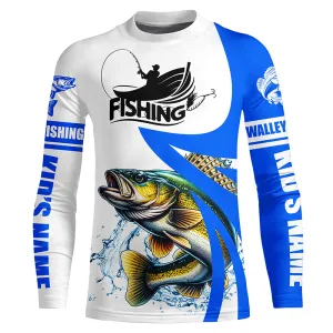 Walleye fishing Custom sun protection Kid long sleeve fishing shirts, Walleye fishing jerseys | Blue NQS5461