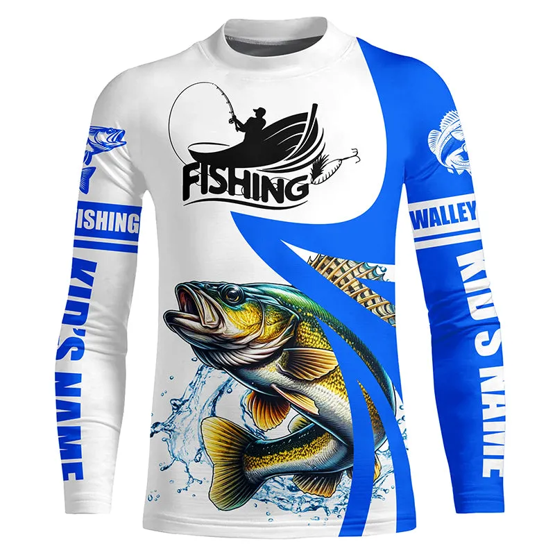 Walleye fishing Custom sun protection Kid long sleeve fishing shirts, Walleye fishing jerseys | Blue NQS5461