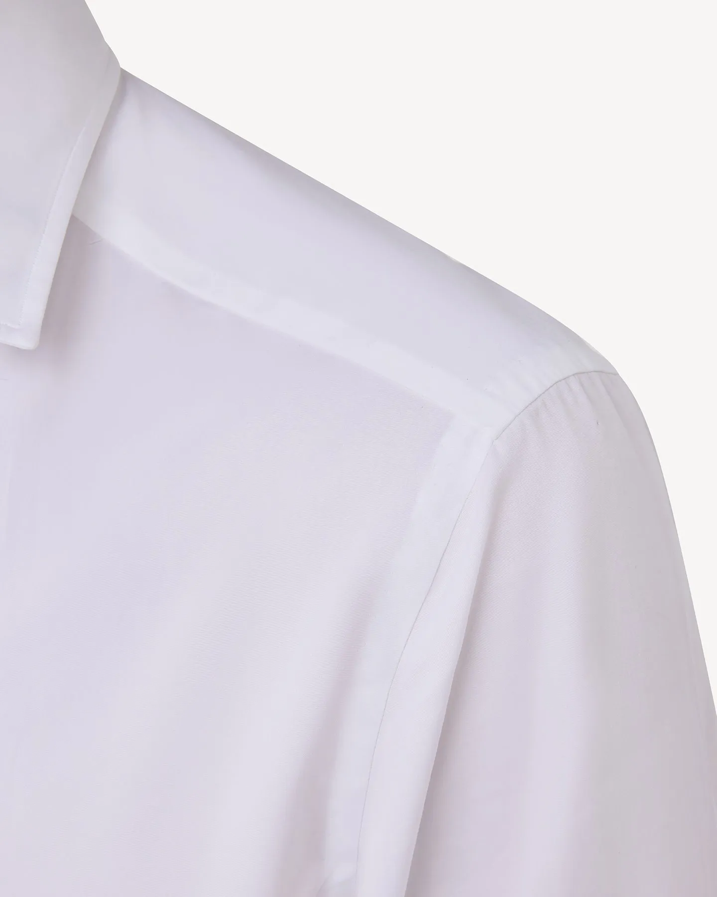 White Poplin Spread Collar Shirt