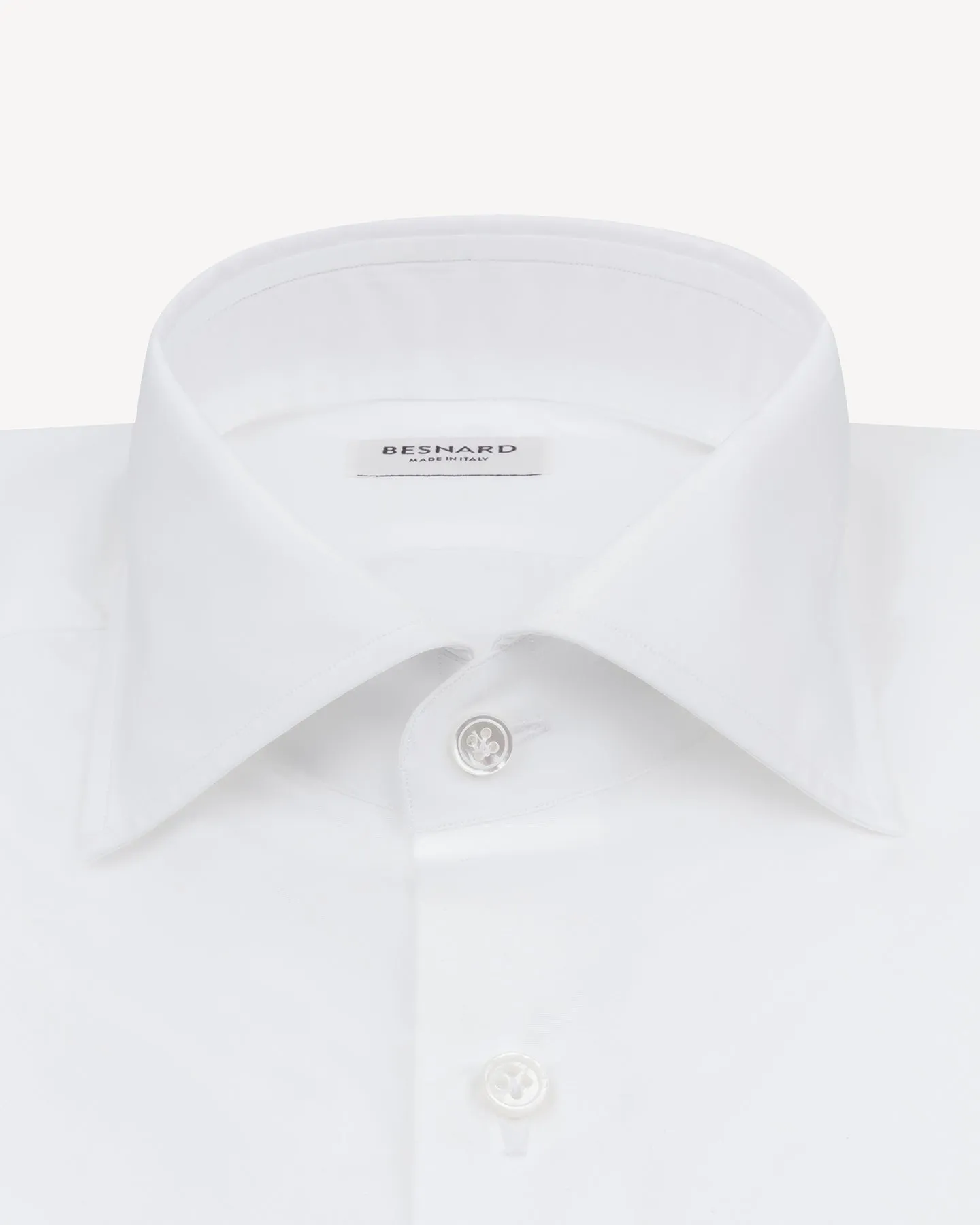 White Poplin Spread Collar Shirt