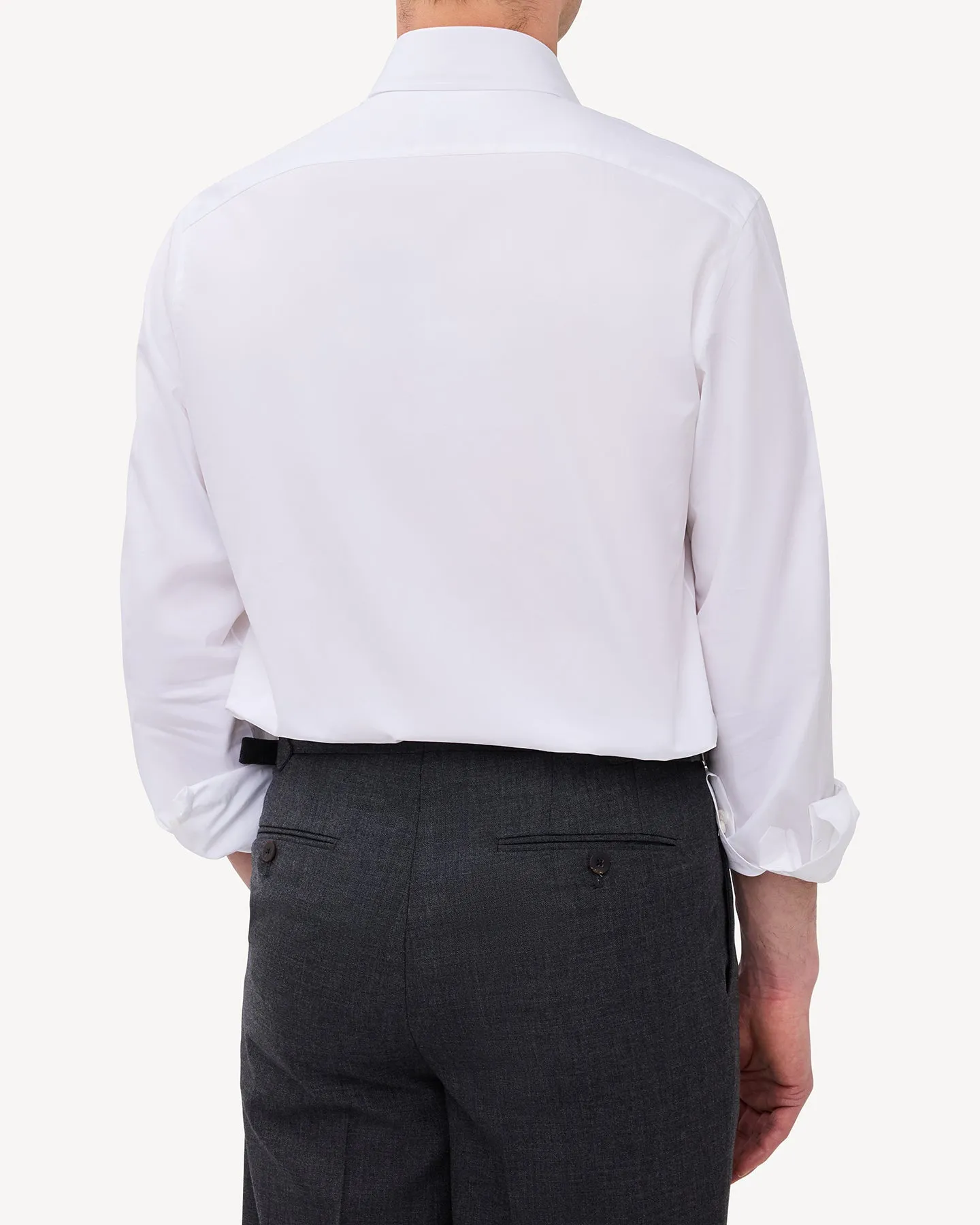 White Poplin Spread Collar Shirt
