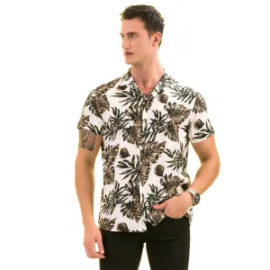 White Printed Tropical European Made & Designed Hawaiian Summer Shirts