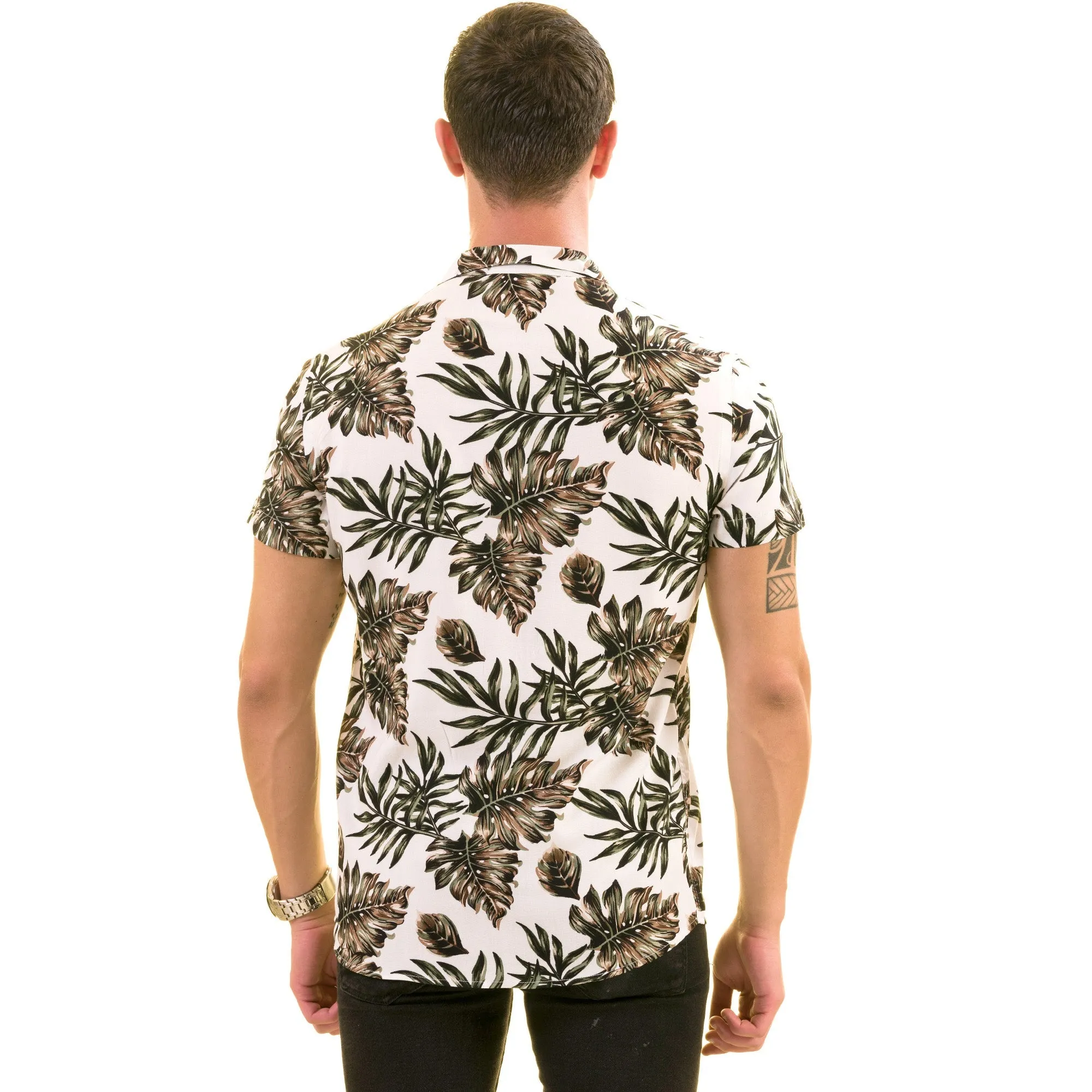 White Printed Tropical European Made & Designed Hawaiian Summer Shirts