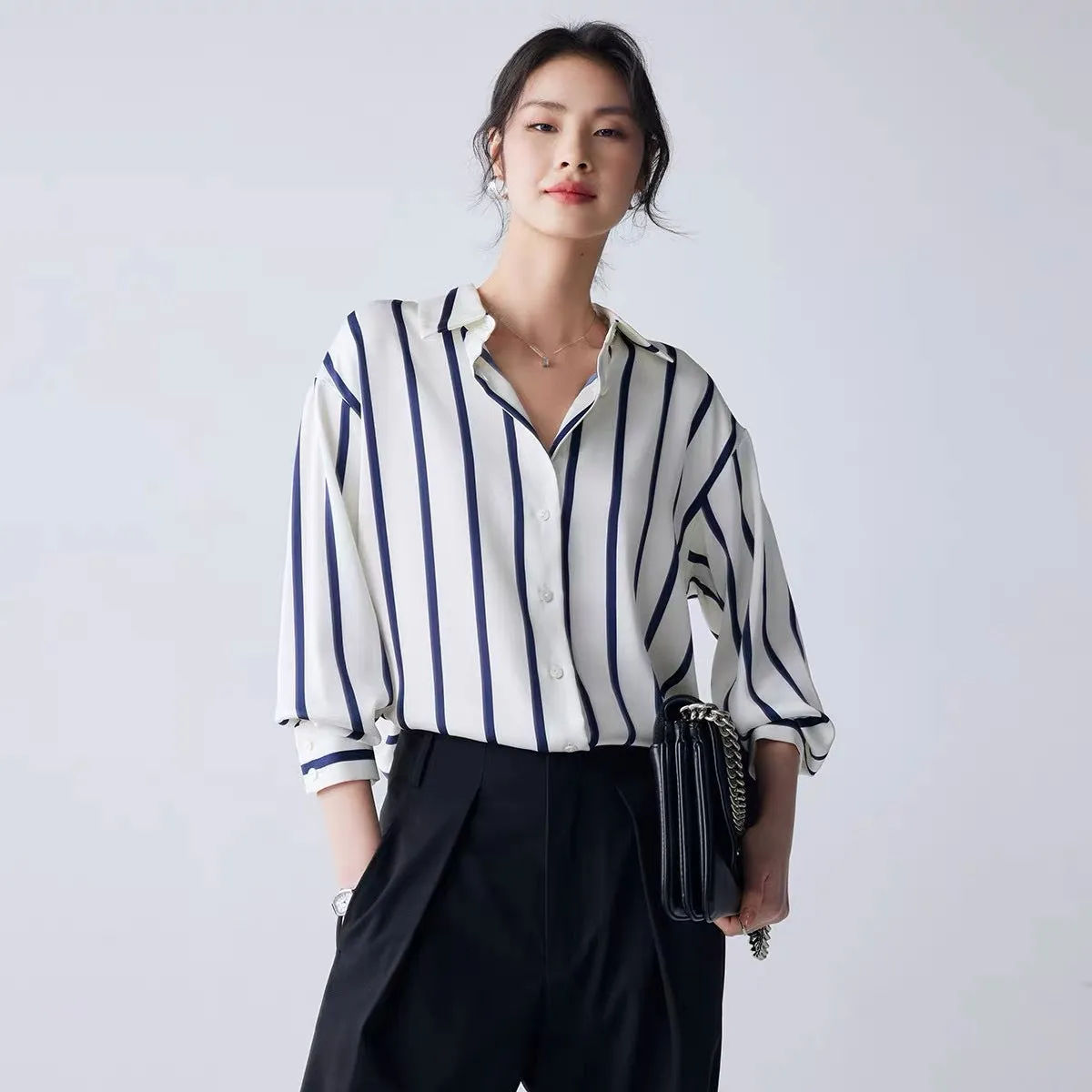 White Striped Button-Up Shirt