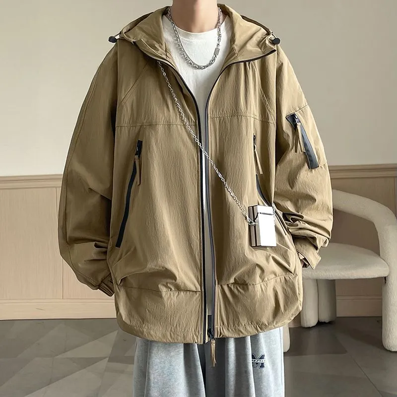 Windproof and Stain-Resistant Men's Loose-Fit Raincoat