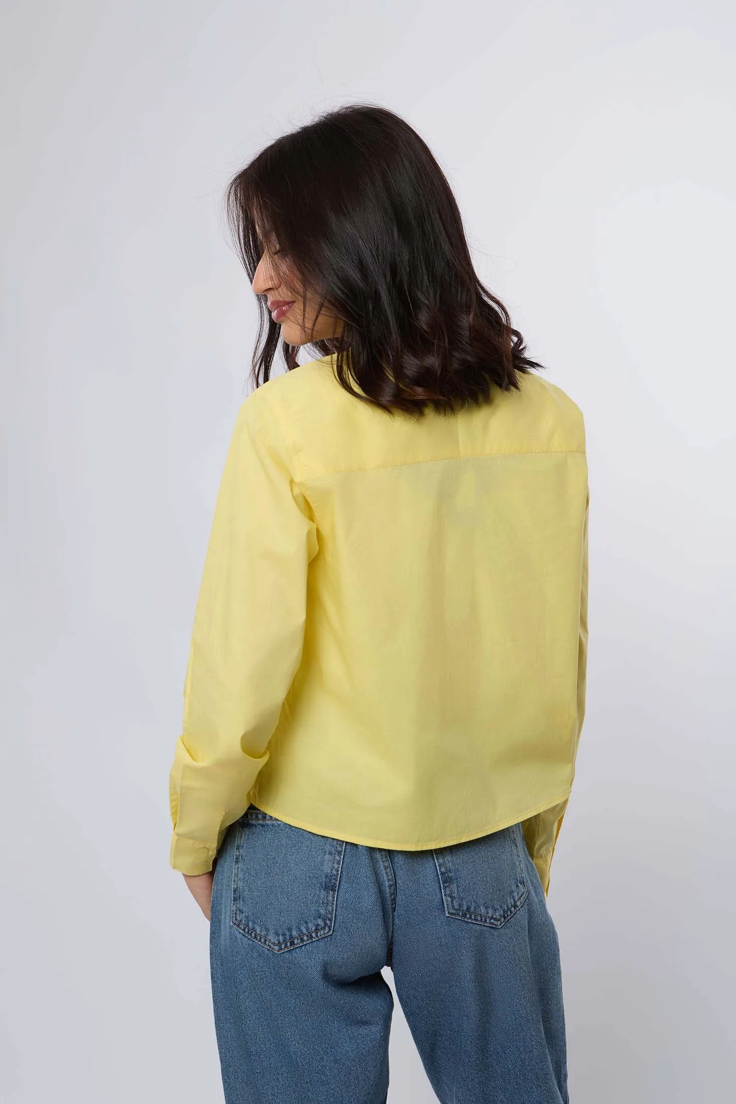 Women Blouse Cotton  Long Sleeve Oversized Yellow