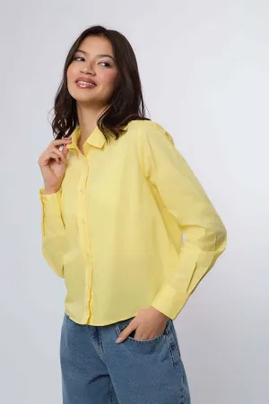 Women Blouse Cotton  Long Sleeve Oversized Yellow