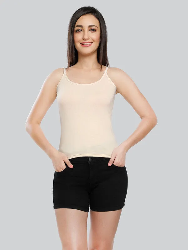 Women Cotton Blend Cream Solid Casual Camisole Cam-01-Cream