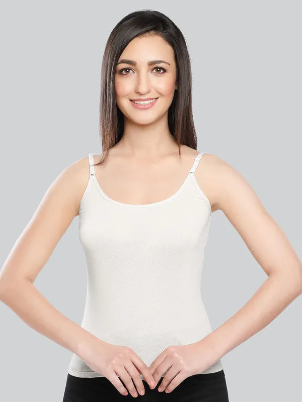 Women Cotton Blend White Solid Casual Camisole Cam-01-White