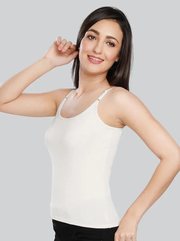 Women Cotton Blend White Solid Casual Camisole Cam-01-White