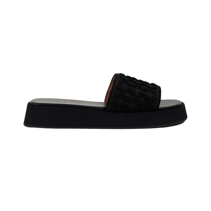 Womens | Alaïa Metallic Knitted Platform Slides (Black)