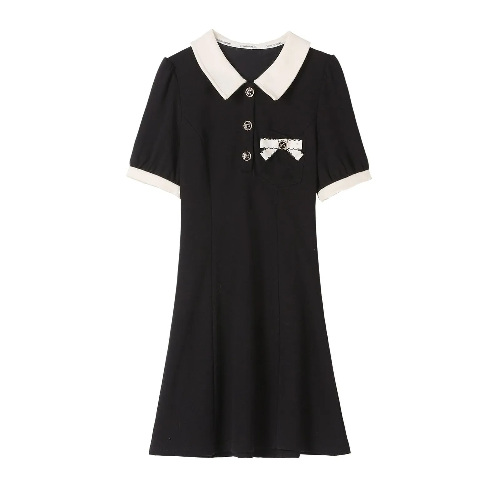 Women's Chic Jersey Dress Featuring Thigh-length Cut and Bow Decor