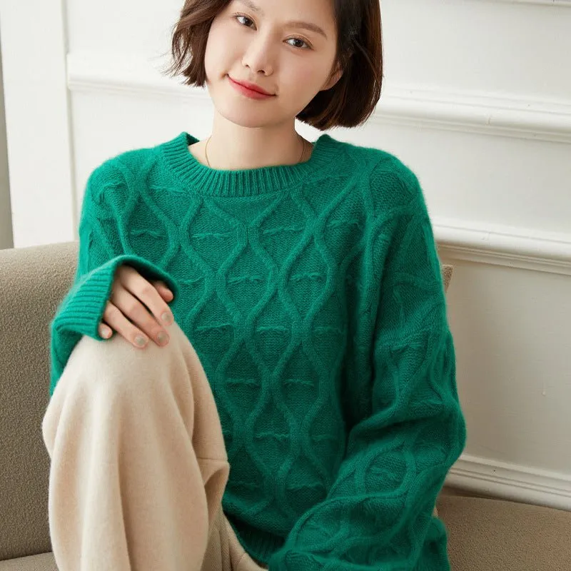 Womens Crewneck Long Sleeve Cashmere Sweater Pullover Tops