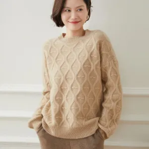 Womens Crewneck Long Sleeve Cashmere Sweater Pullover Tops