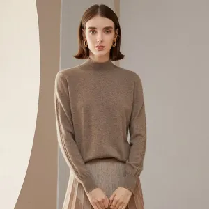 Womens Mock Neck Cashmere Sweater Knitted Cashmere Pullover