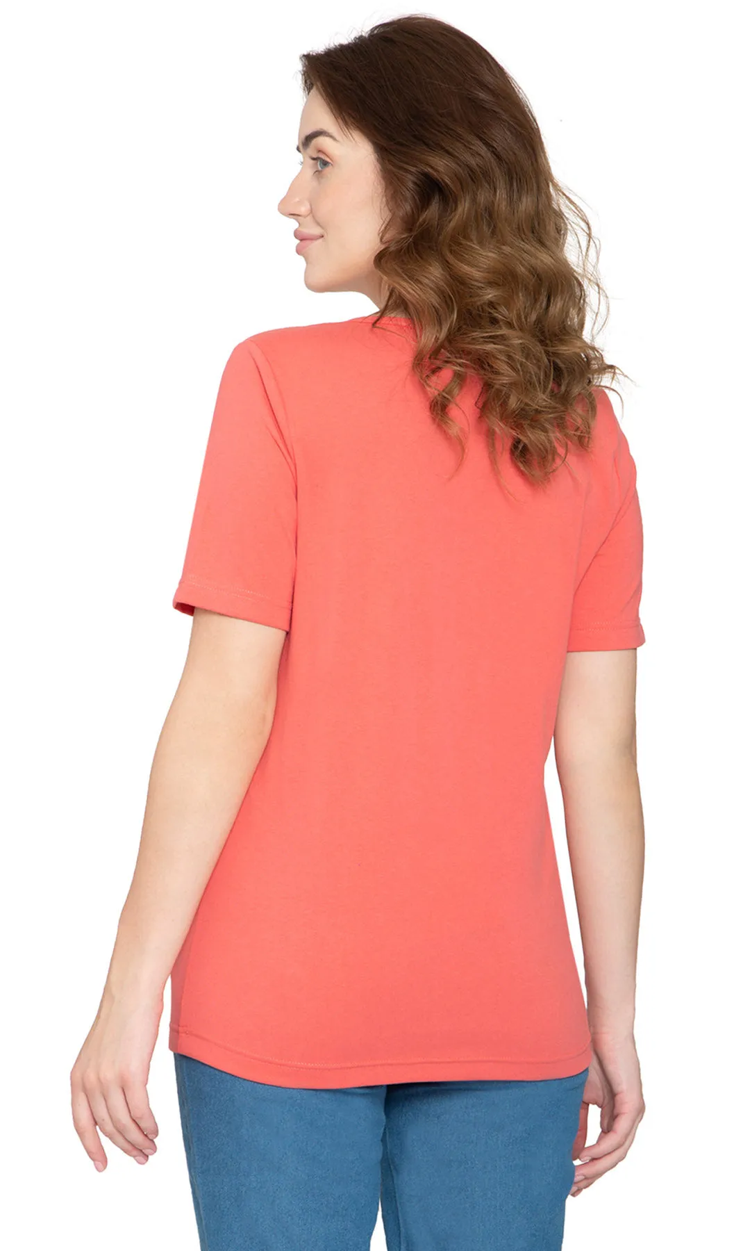 Women's Perfect Short-Sleeve V-Neck Tee Shirt - Cotton blend and Wrinkle Resistant