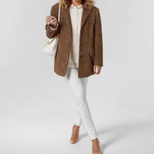 Women's Retro Brown Loose Long Sleeve Jacket